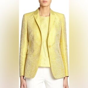 Akris Punto Yellow Jacquard Jacket and Sleeveless Shell Set Sz 8 & 6